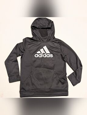 Adidas Black Youth Pullover Hoodie with White Logo